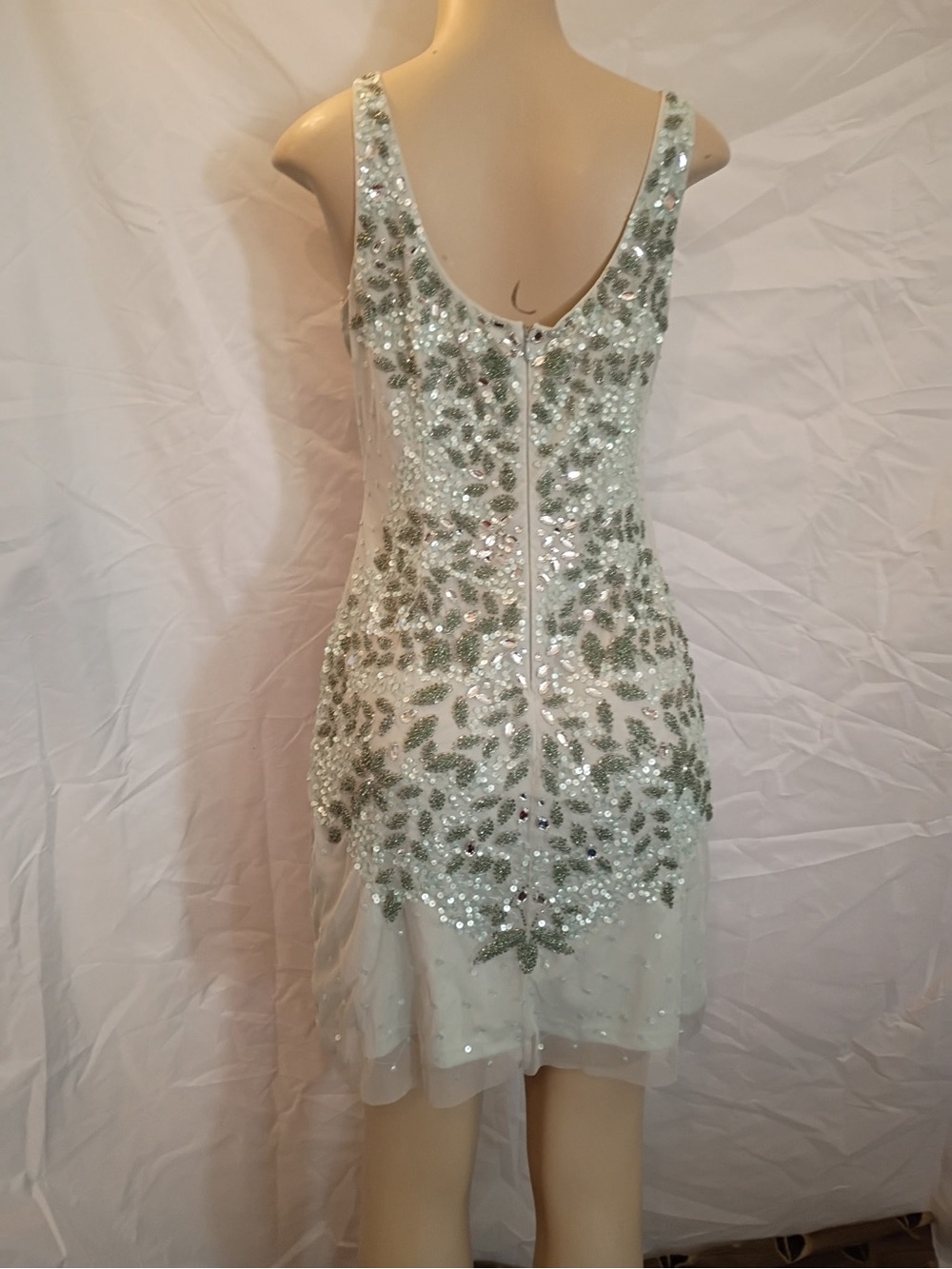 Adrianna Papell Light Green Sequin Embellished Mini Dress - Picture 2 of 5